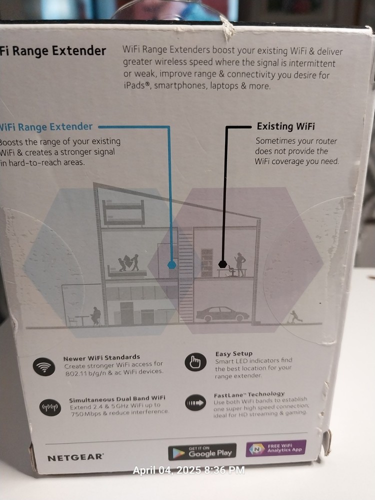 Wifi Range Extender. Netgear AC750 Daul Band Range