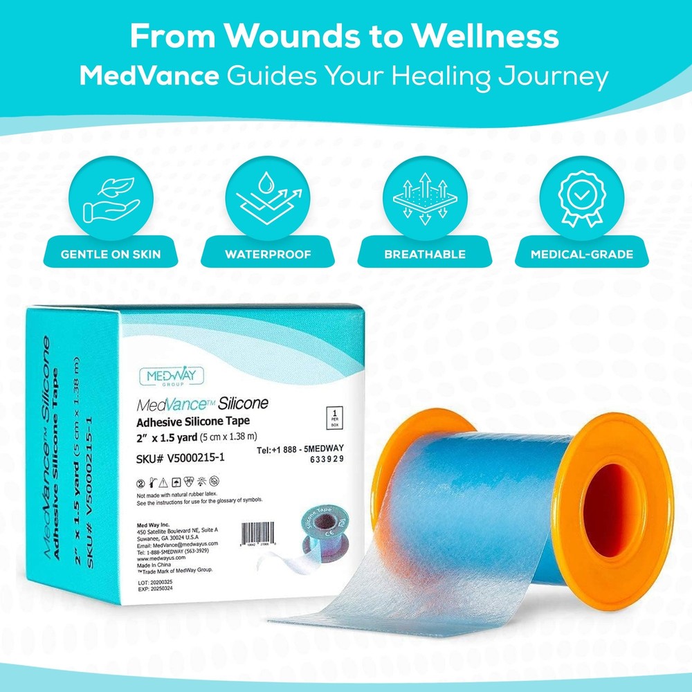 MedVance Silicone Tape 2" Wide Soft with Perforation and Cuttable (3 Pack,...