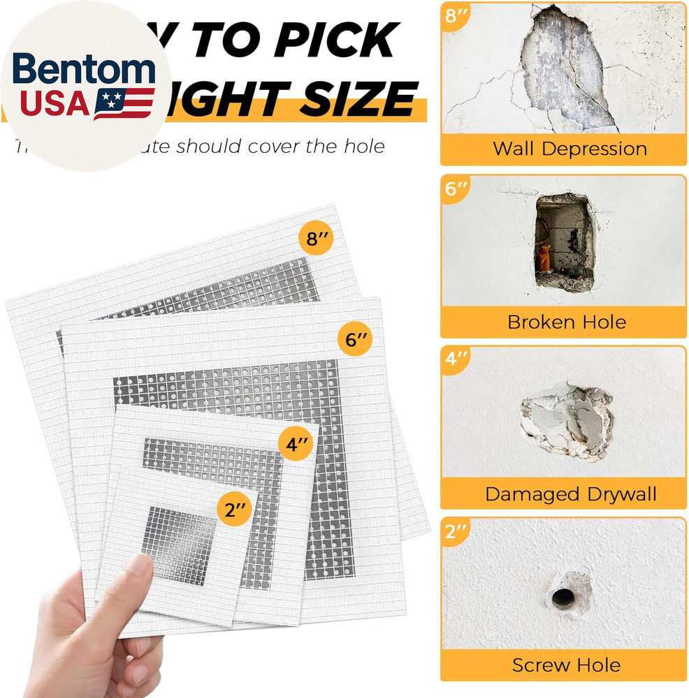 20 Pack Drywall Patch, 2/4/6/8 Inch Drywall Repair Patch, Large Hole Patch Repai