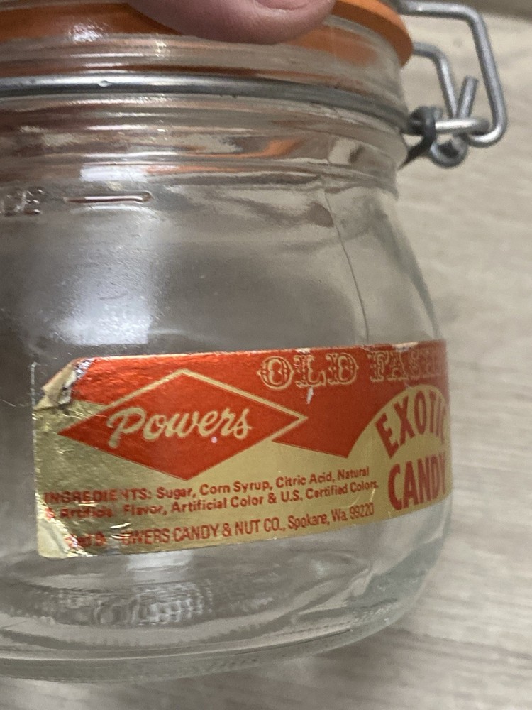 Vintage Powers Exotic Candy Store Advertising Jar