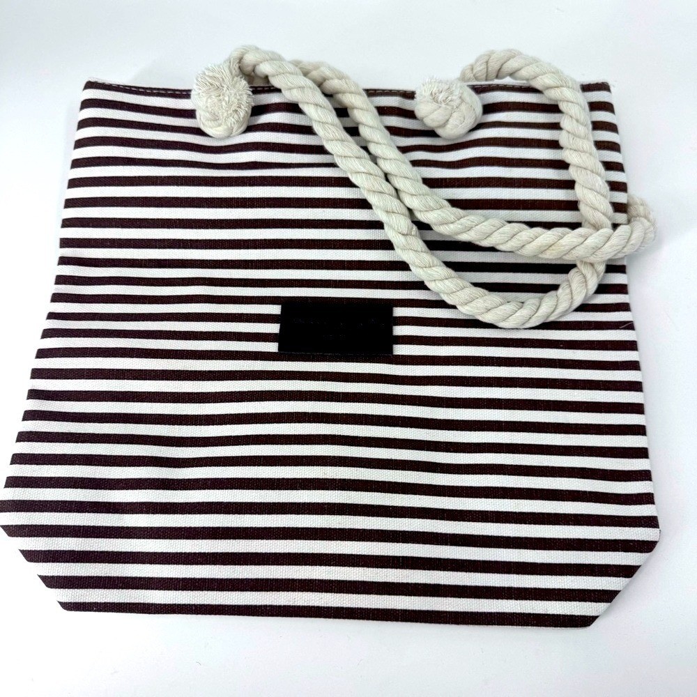 Threaded Pear Striped Tote Bag with Rope Handles
