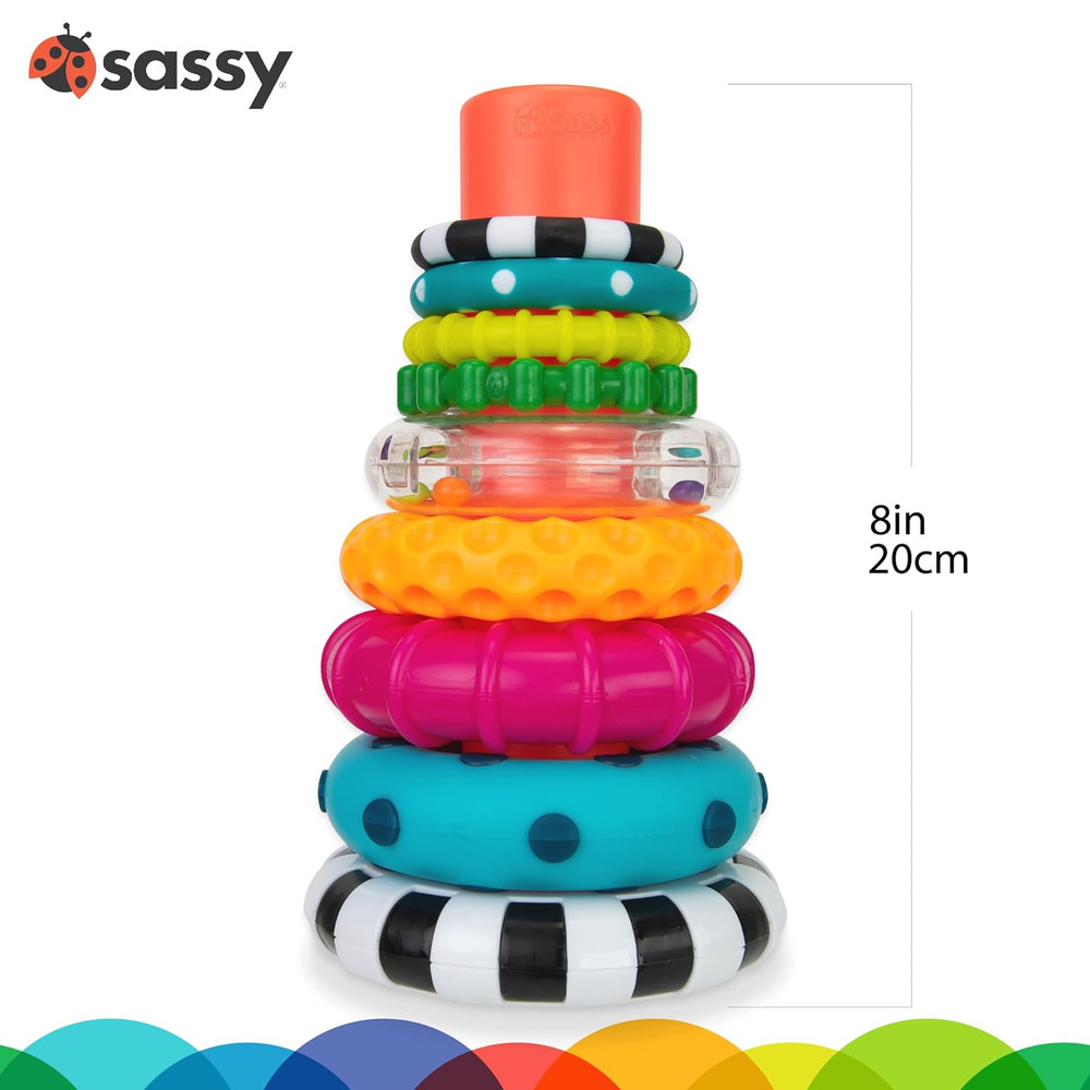 Stacks of Circles Stacking Ring STEM Learning Toy, Age 6+ Months, Multi, 9 Piece