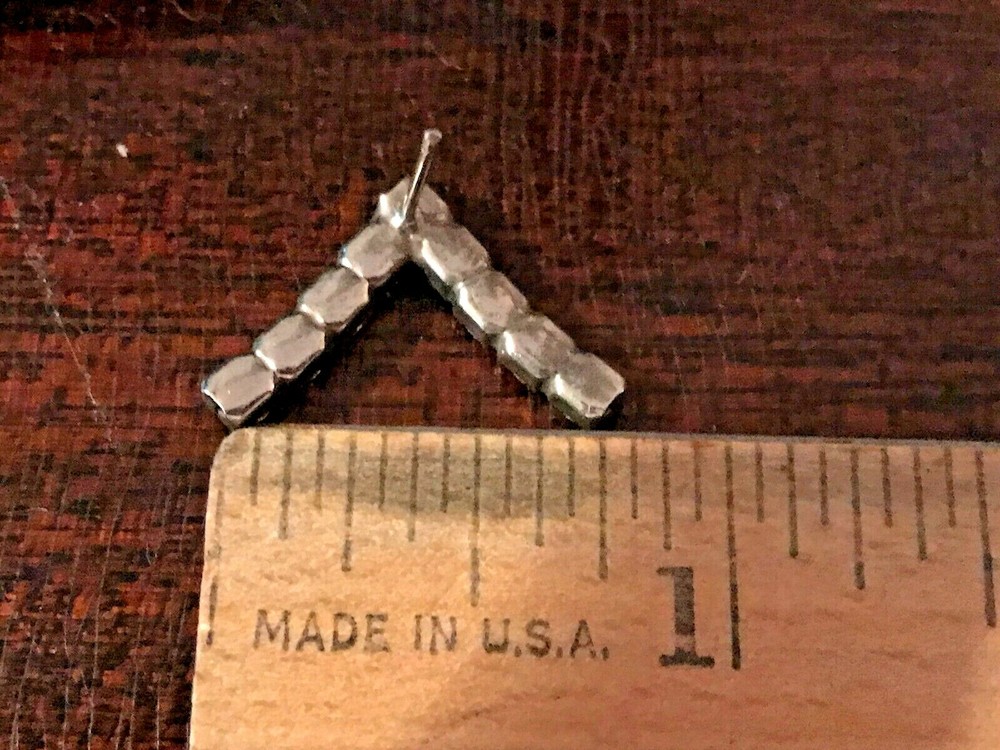 Vintage Rhinestone Stud Pierced 'V' Shaped Earrings