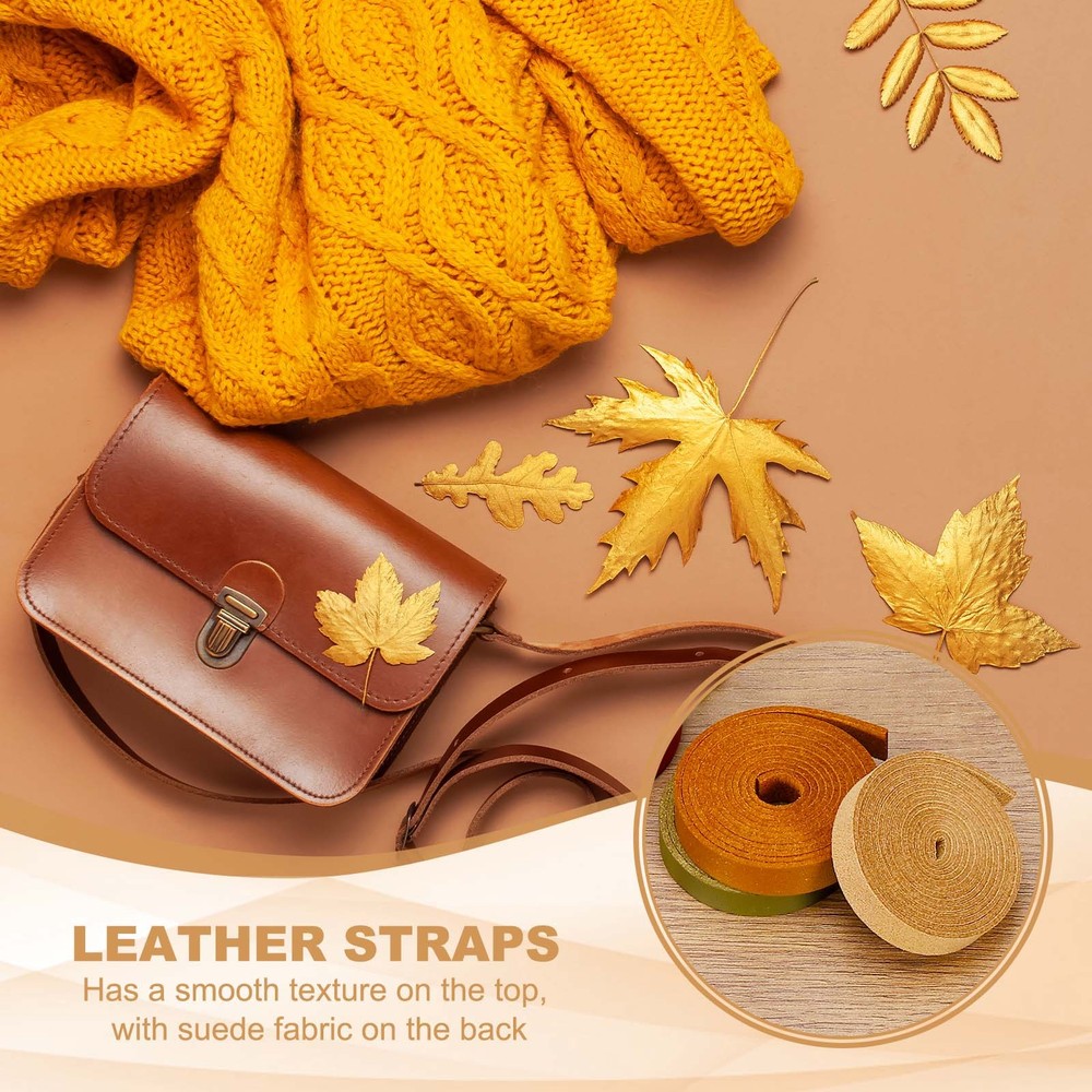 5 Pcs 3/8" Flat Leather Strap, 40" Length PU Leather Strip White