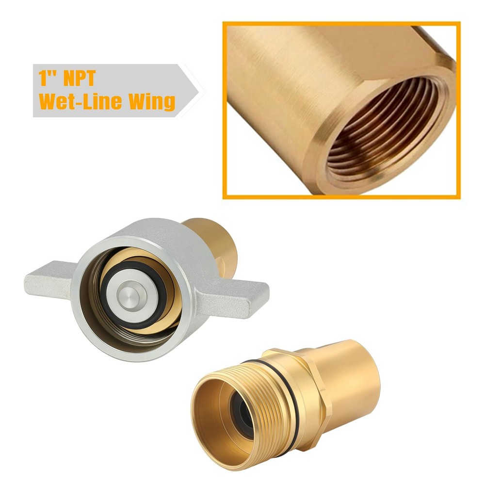 NEW 1" NPT Wet-Line Wing Nut Hydraulic Quick Disconnect Coupler / Coupling Set