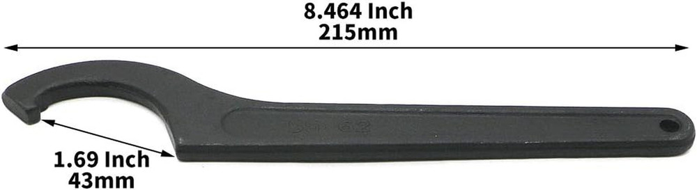 C Hook Spanner Wrench Collet Chuck for 55-62Mm round Nut, Black Adjustable Hook