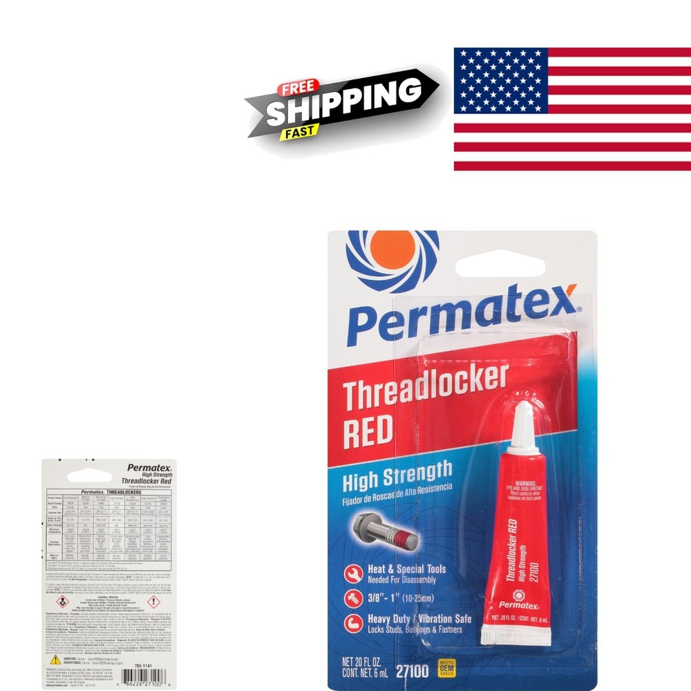 High Strength Threadlocker Red 6 Ml Liquid for Permanent Locking Applications