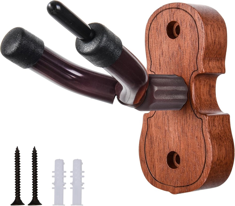 Violin Wall Mount Violin Hanger Mahogany with Bow Hook