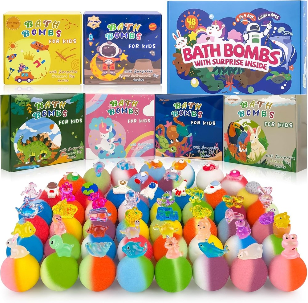 Bath Bombs for Kids with Surprise Inside, 48 Pack Handmade Bath Bomb Gift Set...