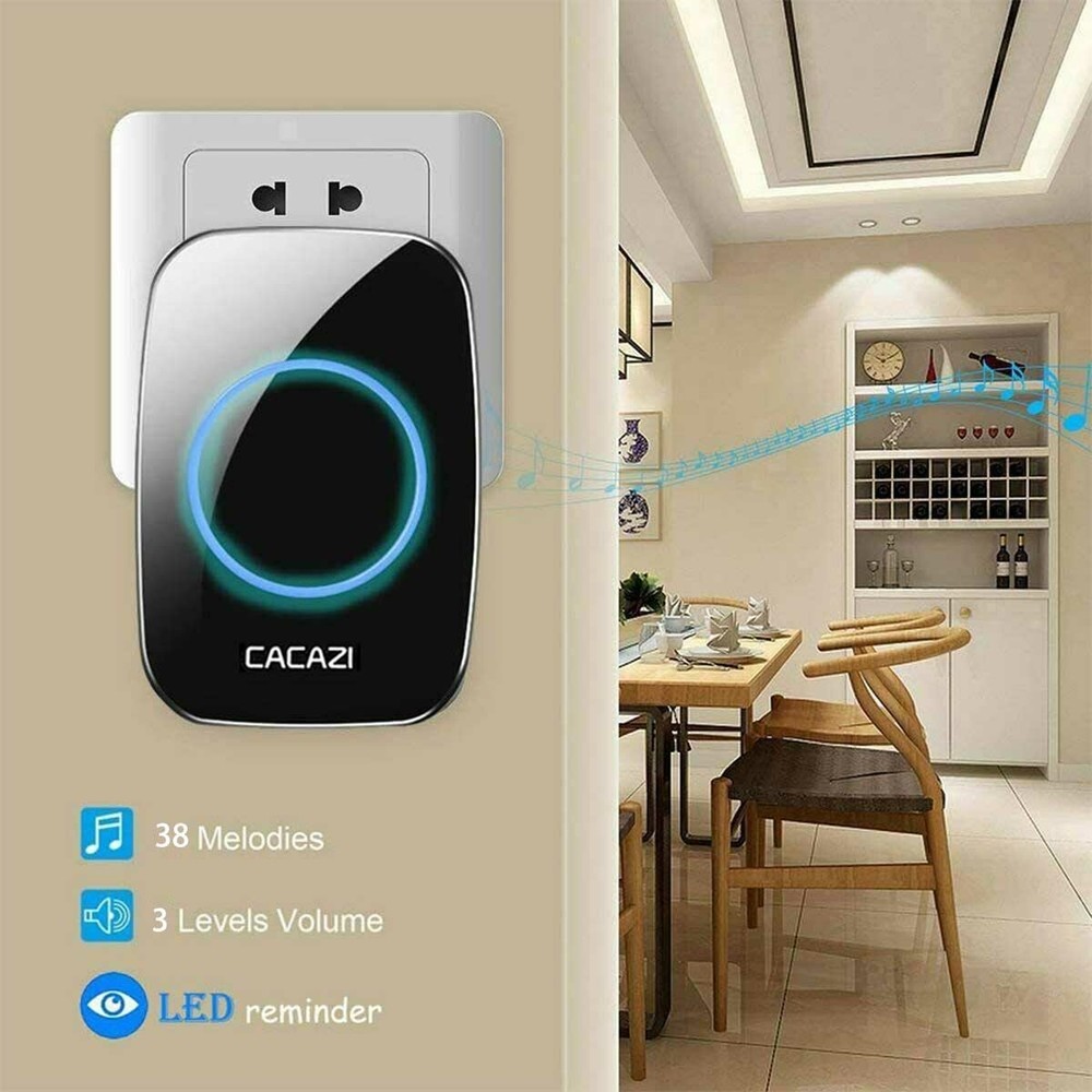 Home Wireless Doorbell 1 Push Button Transmitter & 1 Receiver, Adjustable Volume
