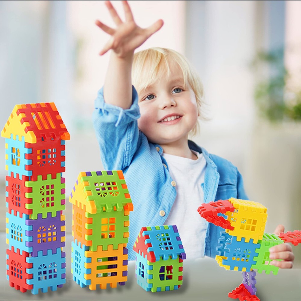 Building Blocks – 100-piece Builders Blocks Set with Storage Bag – Interlocki...