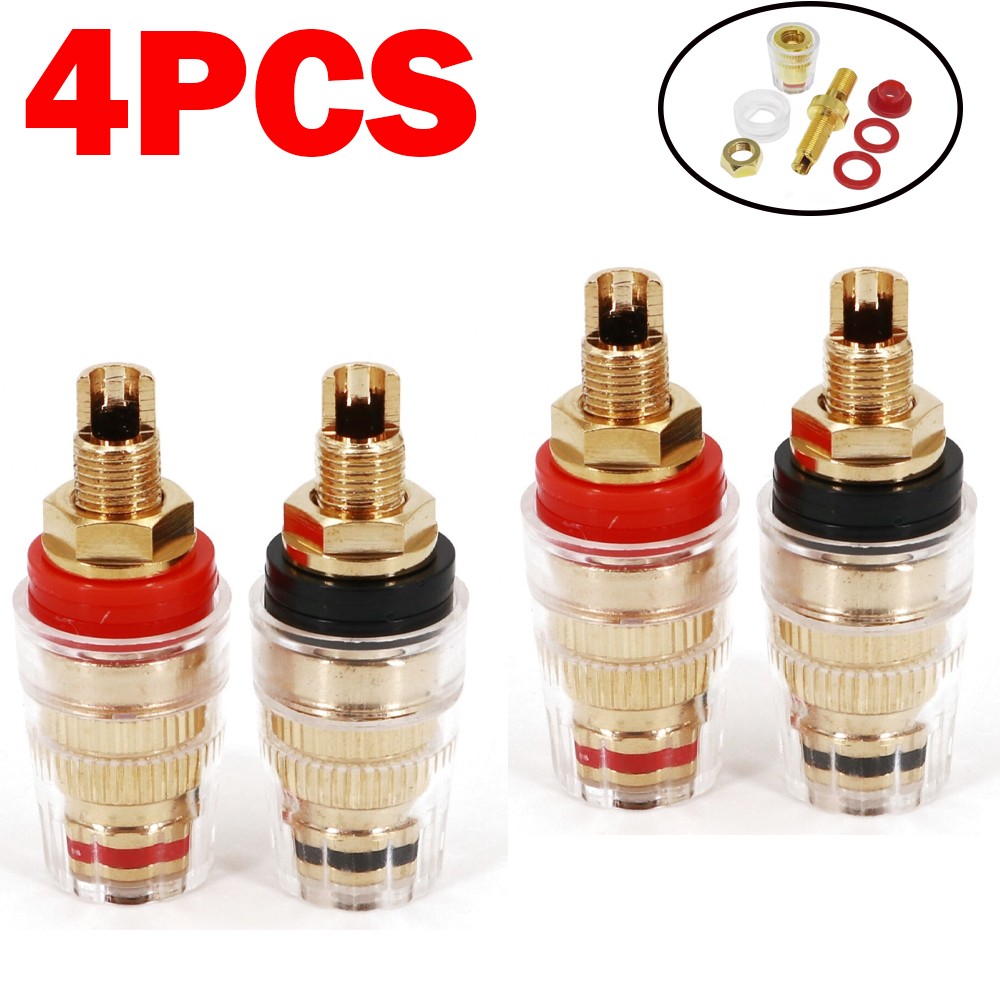 4Pcs Amplifier Speaker Cable Terminal Binding Post 8mm Banana Socket Connector
