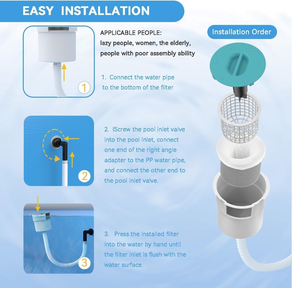 Surface Float Skimmer, No Installation Required, No Adjustable Bracket Required