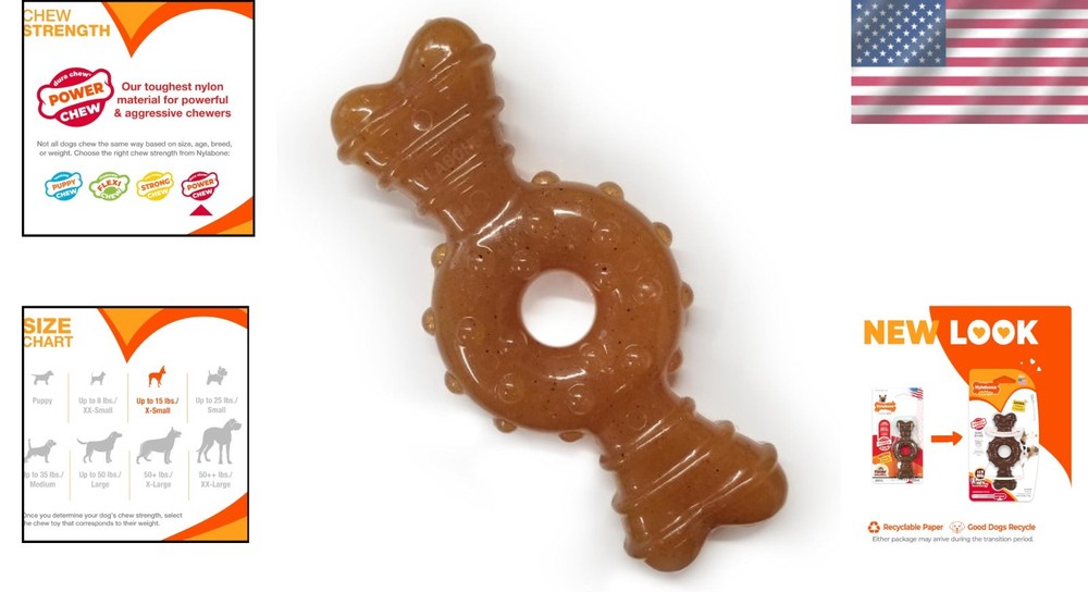 Nylabone Power Chew Ring Bone - Durable Dog Toy for Aggressive Chewers (X-Small)