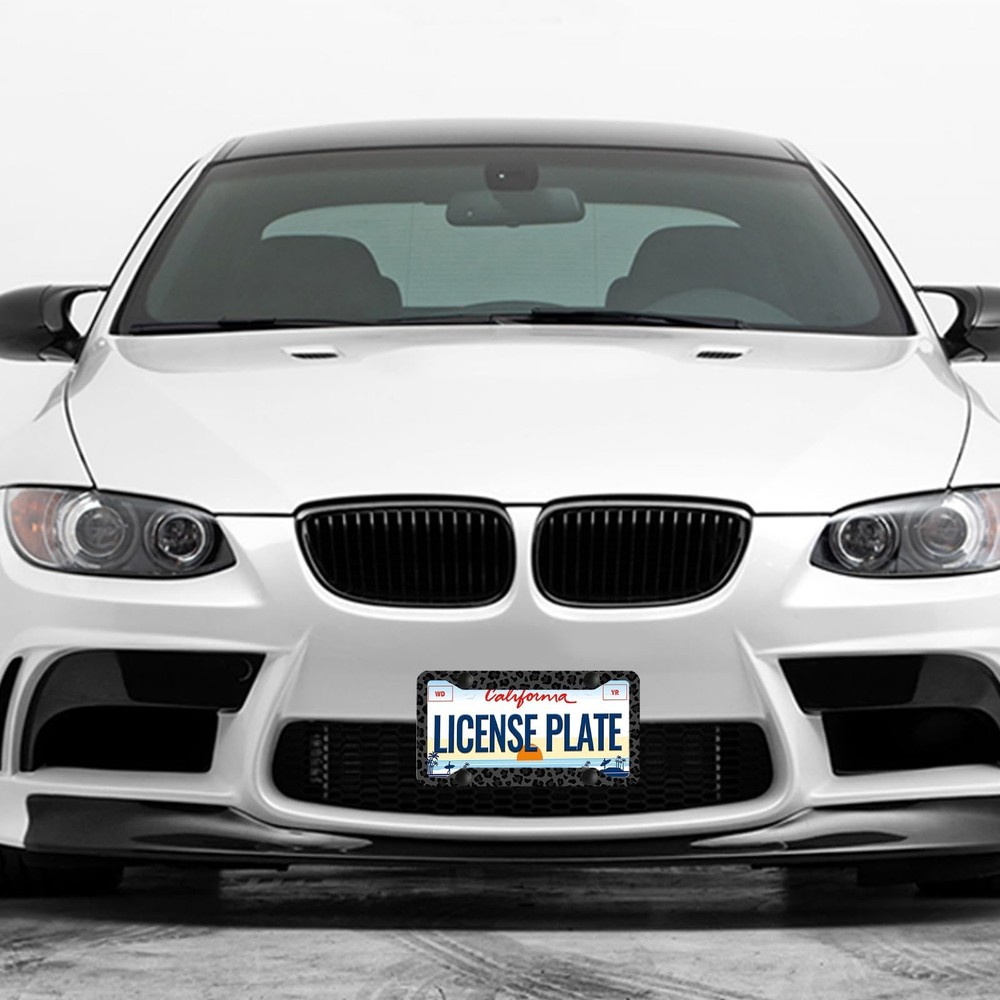 Black Leopard Print License Plate Frame -