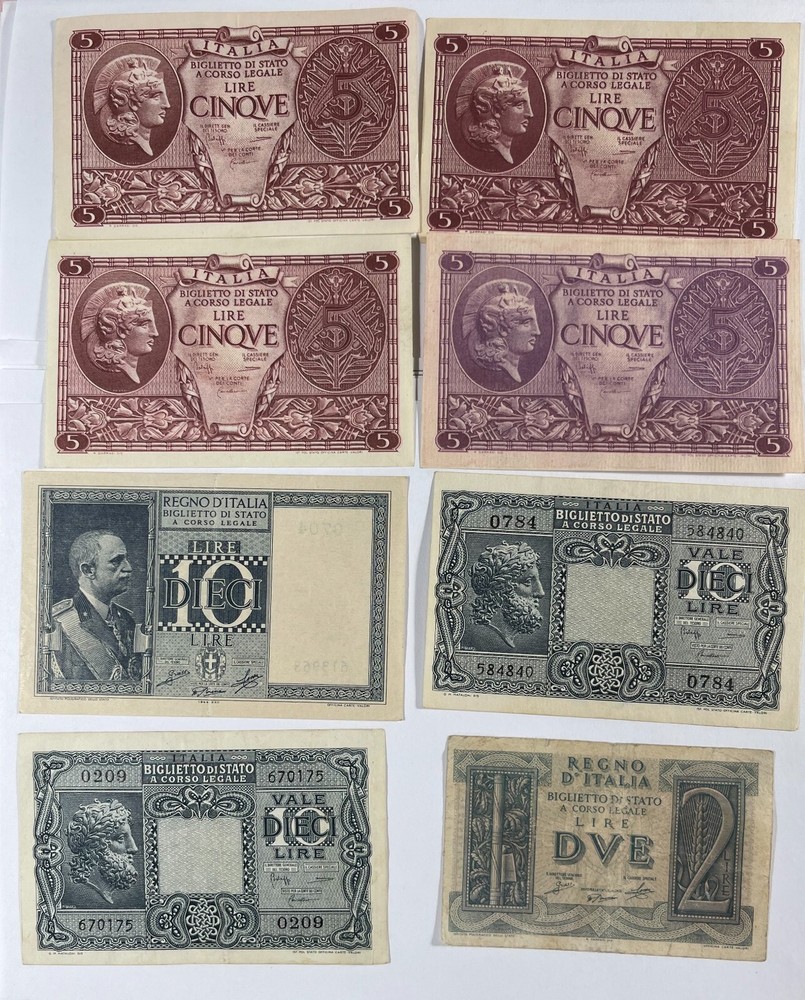 Italy 8 Older Italian Notes. Mixed Dates (#203)