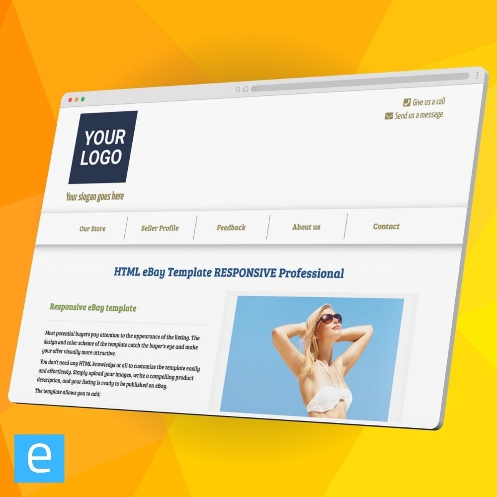 eBay Template RESPONSIVE Professional - modern html template - no coding needed