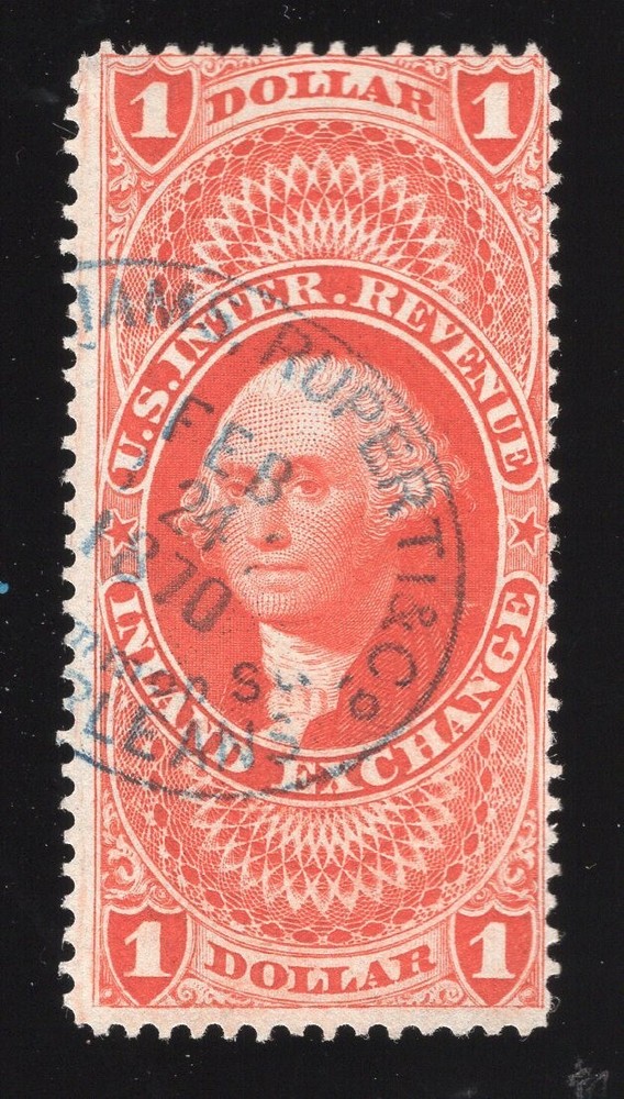 (1870) R69c $1 Inland Exchange nice handstamp cancel BOB