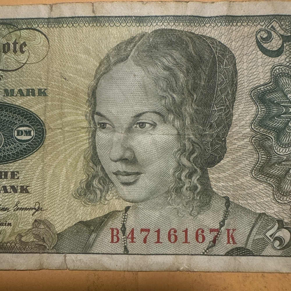 Germany Five Marks current exchangeable Banknote - Dated 1970
