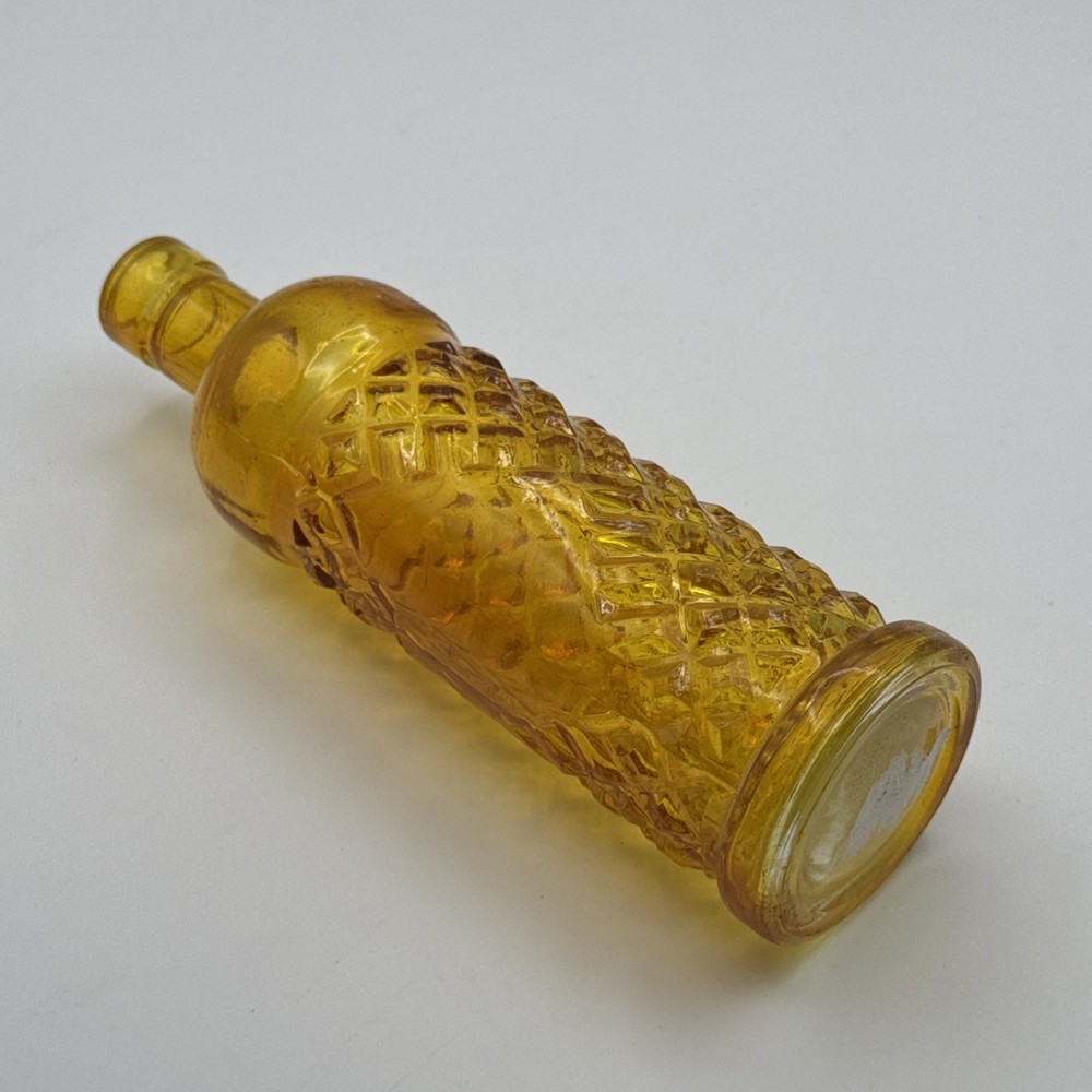 Diamond Cut Amber Glass Bottle 9.25" Tall