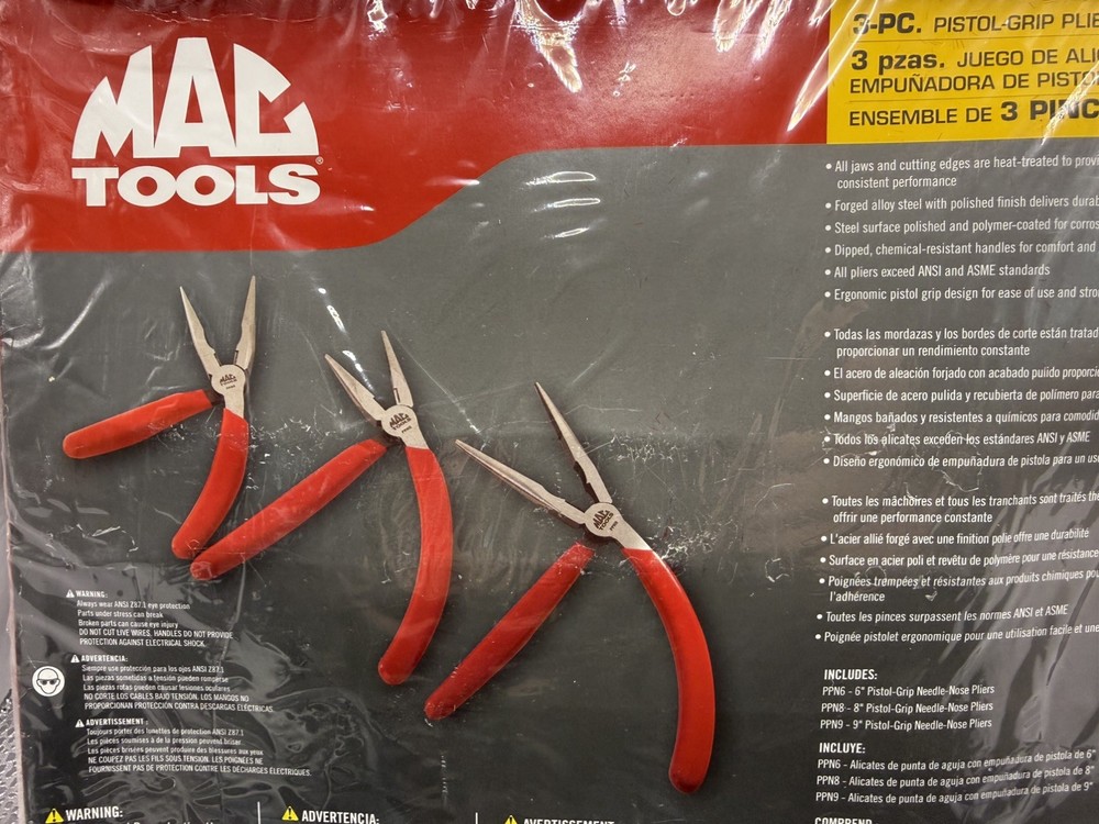 Mac tools pistol grip pliers set 3 pc PPN3S