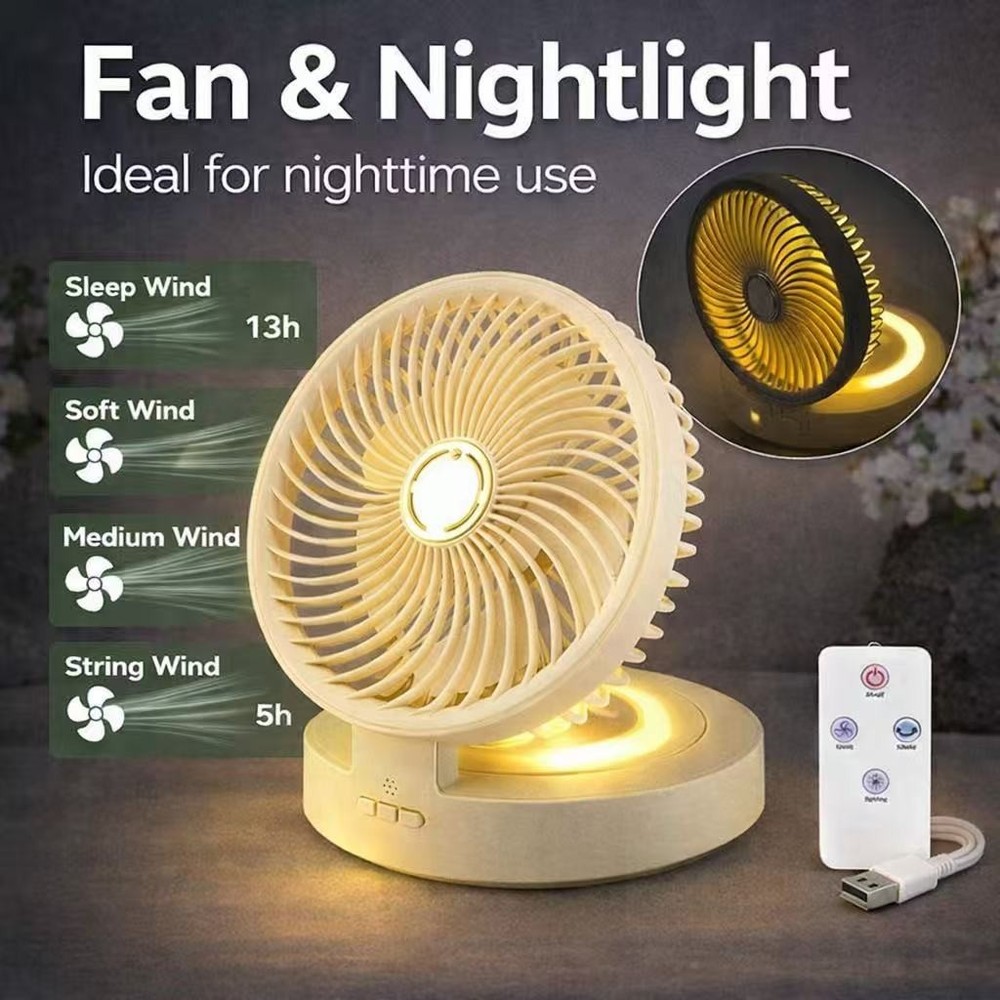 USB Rechargeable Cordless Fan with Remote Auto Oscillation Aroma Diffuser Night