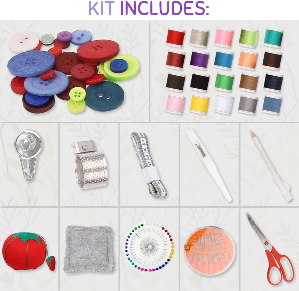 Sewing Basket Large with Accessories Sewing Kit Storage Organizer with Tools,...
