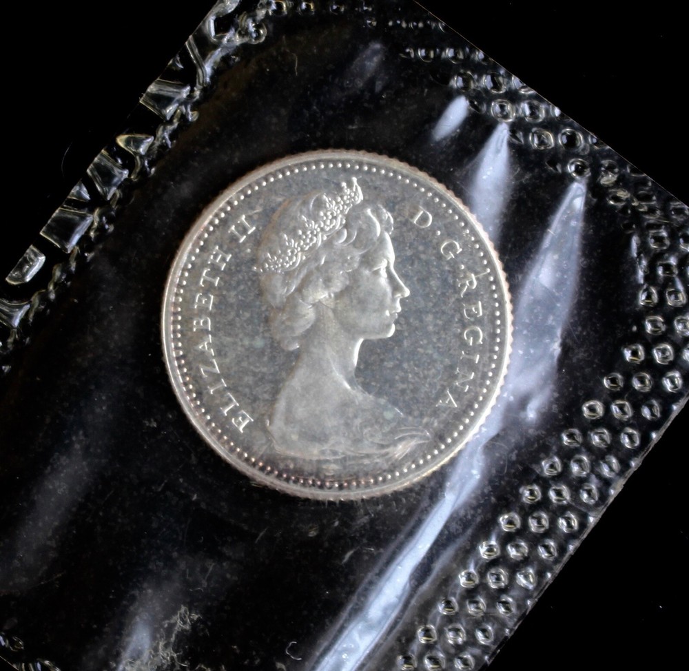 1965 CANADA 10 CENTS .800 SILVER - Pulled From Proof-Like Set UNC
