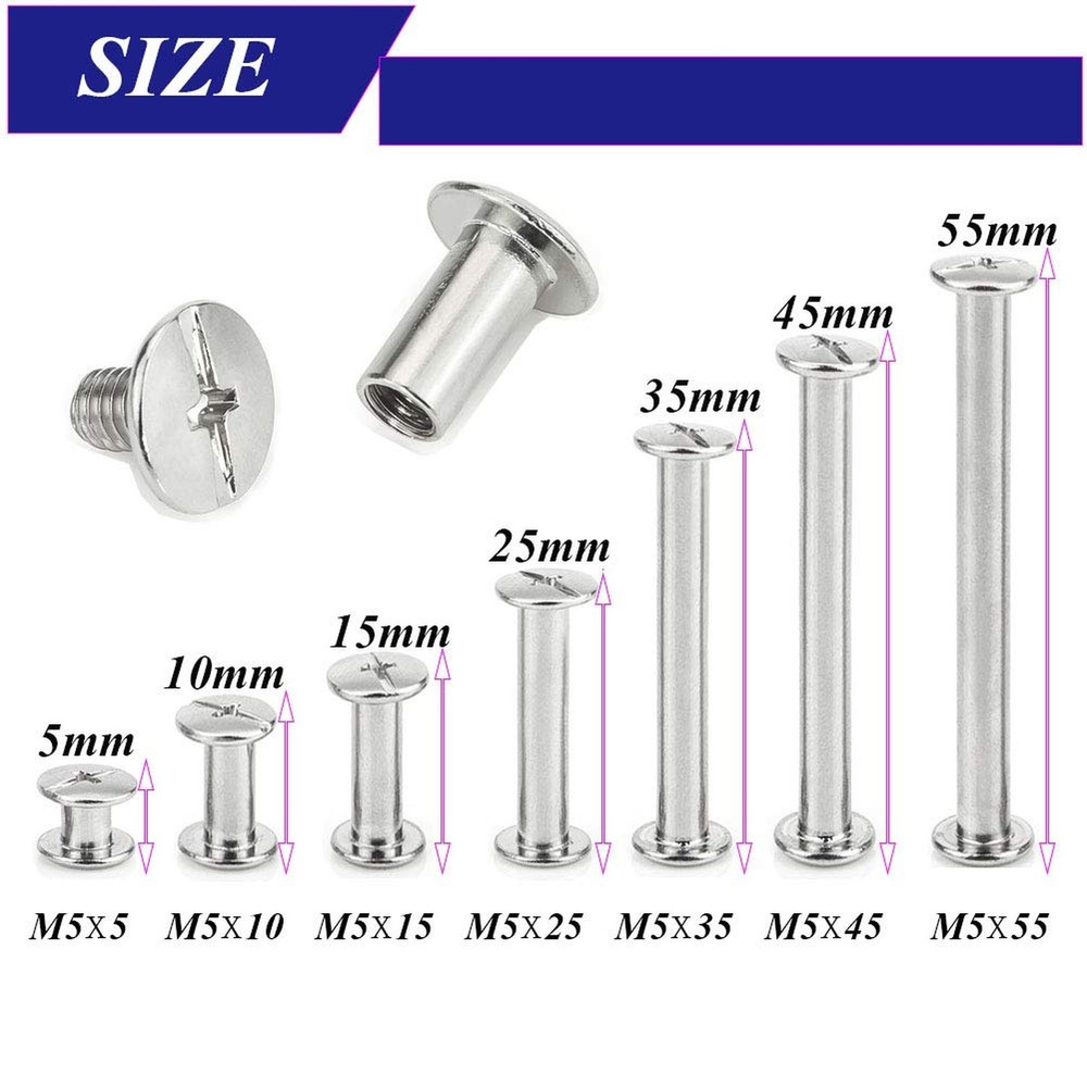 Socell 130pcs Phillips Chicago Screw Binding Screws Posts Assortment Kit for ...