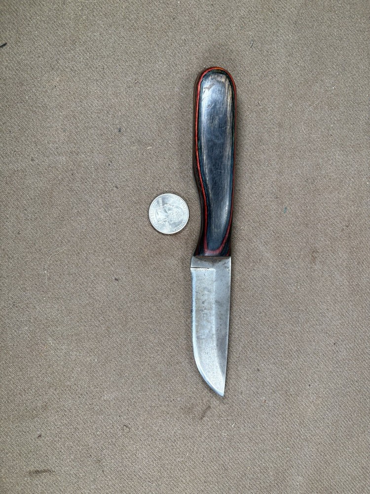 Antique File Knife With Sheath Multicolored Handle