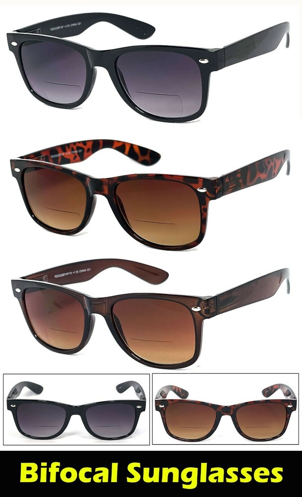 Square Bifocal Reading Sunglasses Sun Reader Tinted Spring Hinges UV +1.00~+3.50