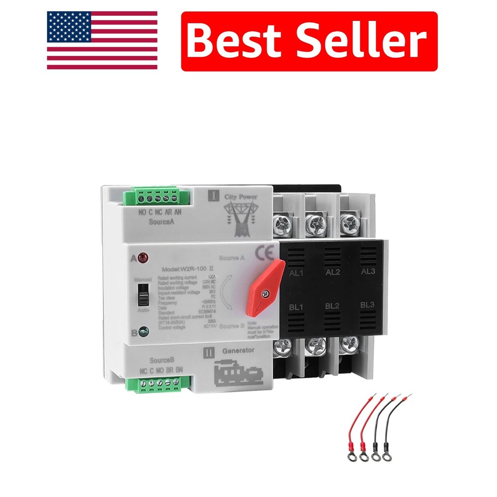3-Pole 100A Auto/Manual Transfer Switch - Durable & Versatile Power Management