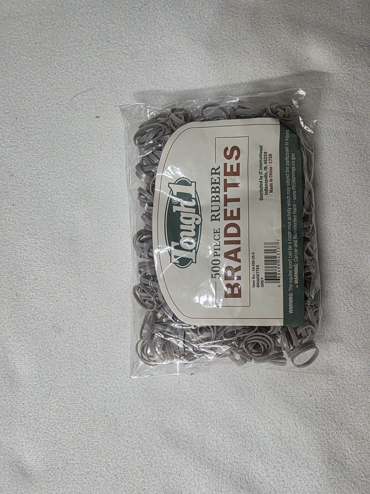 Tough-1 500 Piece Rubber Braiding Bands Gray
