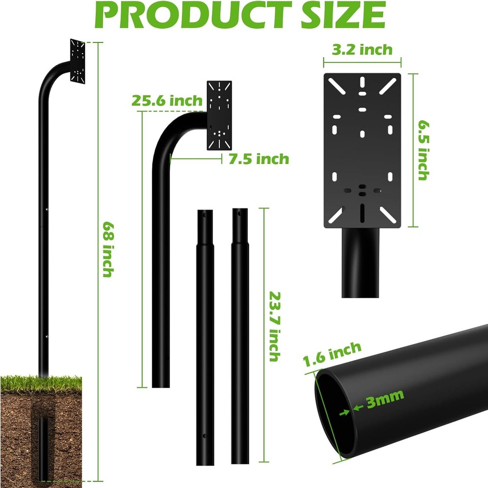 Universal Gooseneck Pedestal Post for Automatic Gate Opener Keypad – 68" Height