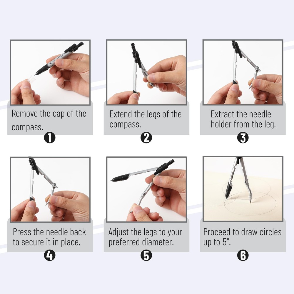 Convertible Compass, Extra Lead Refills, Compass Geometry Tool, Compass Drawing
