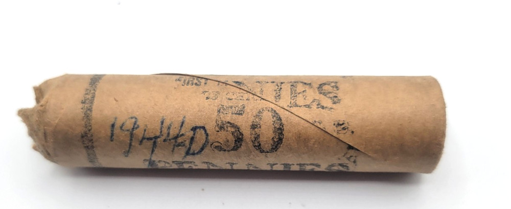 1944 D ORIGINAL BANK WRAPPED ROLL LINCOLN CENTS UNCIRCULATED