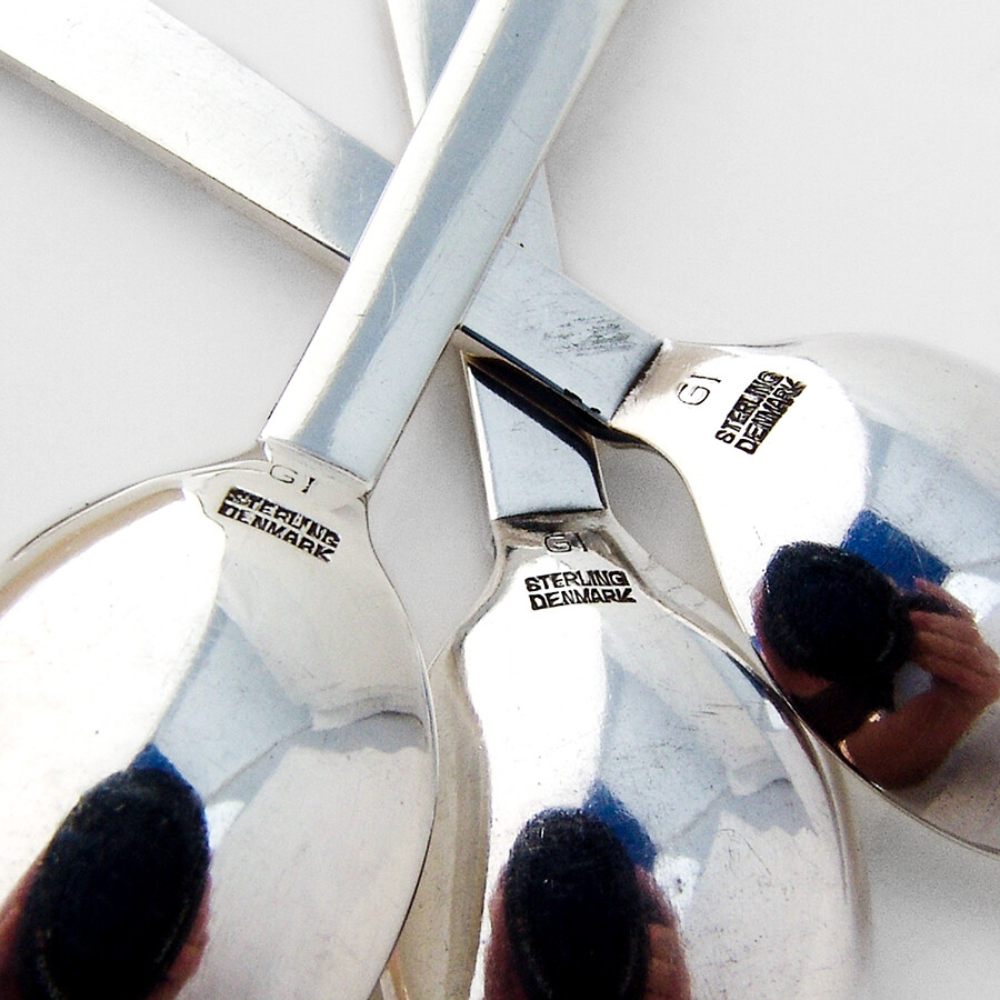 Georg Jensen Pyramid Mocha Spoons Set Sterling Silver 1927