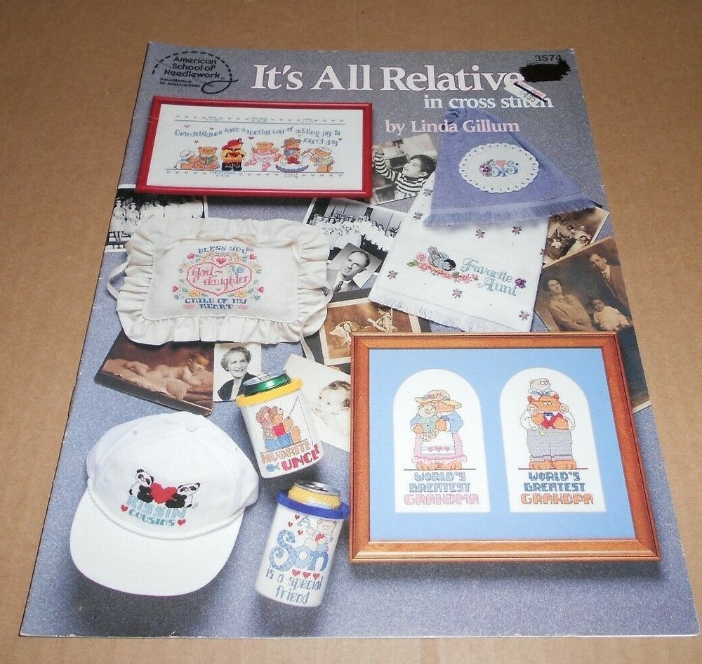 ASON COUNTED CROSS STITCH PATTERN LEAFLET BOOK 1991 ITS ALL RELATIVE #3574