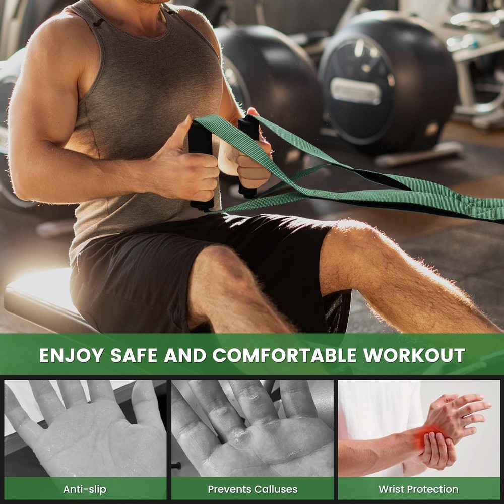 Tricep Rope Cable Attachment Handles, Pull Down for Green