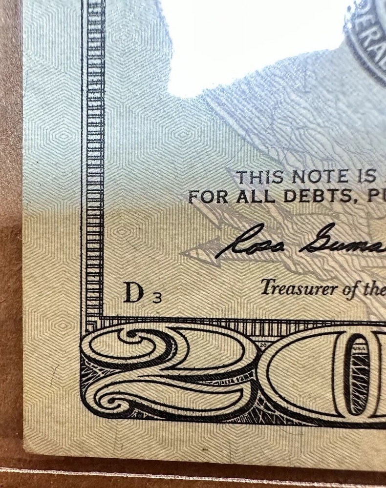 $20 BILL INK MARK ERROR RARE