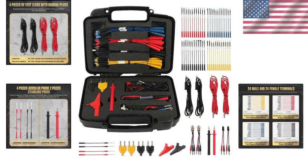 Deluxe 68PC Multimeter Leads - 1000V 32A, Piercing Probes, EMC Certified