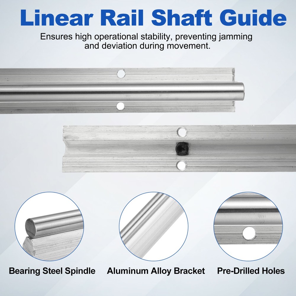 SBR12 250mm Linear Rail Guide, Fully Supported Linear Rail Shaft Rod for DIY