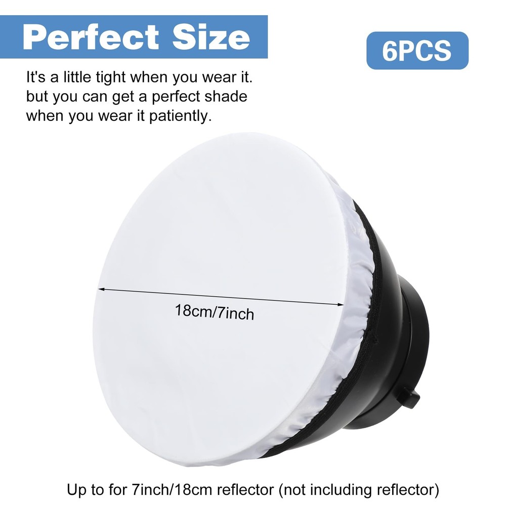 7-Inch Diffuser Light Socks for Studio Strobe Reflectors - 5 Pack