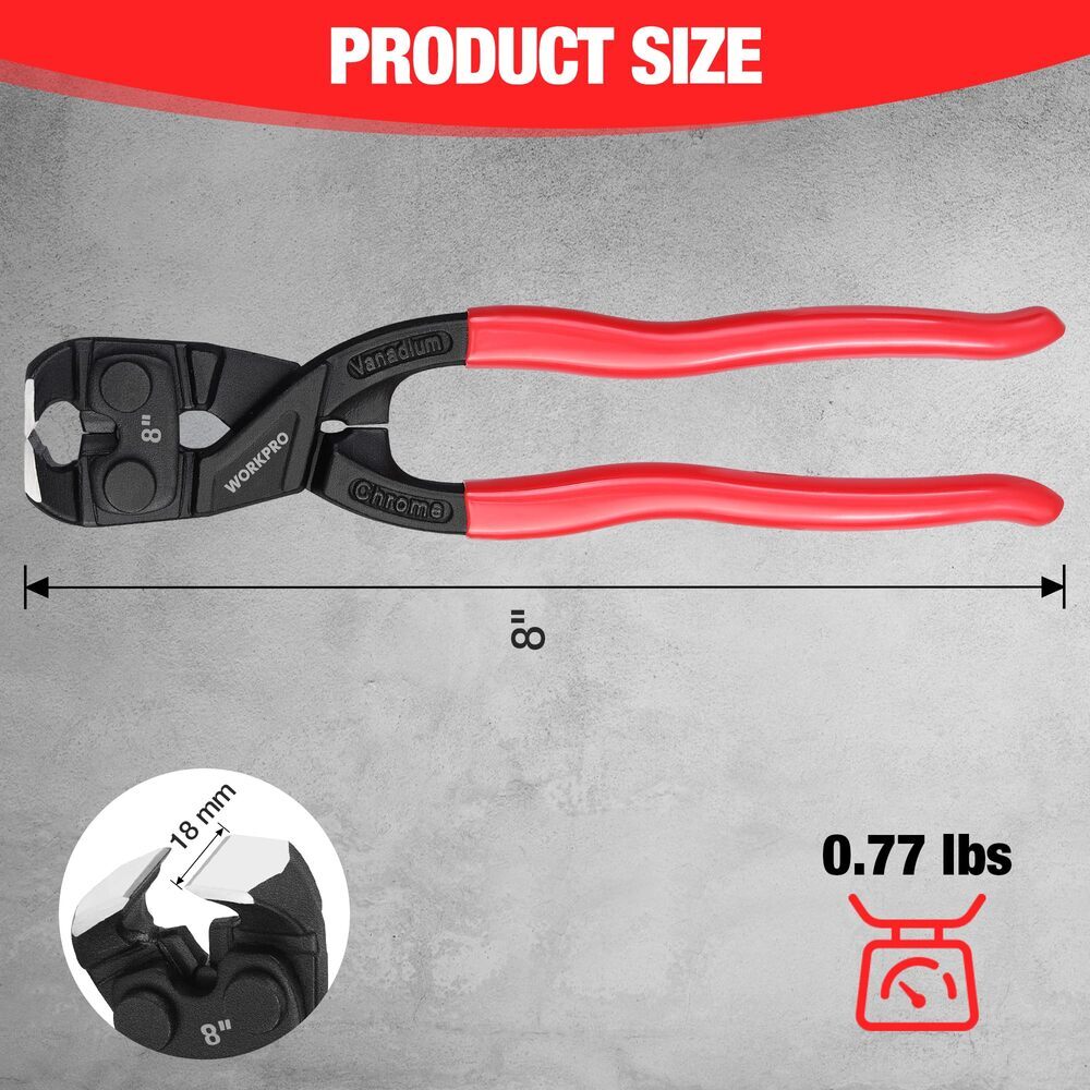 WORKPRO Nail Puller Pliers 8 Inch Durable CR-V Steel for Pulling Cutting Nails