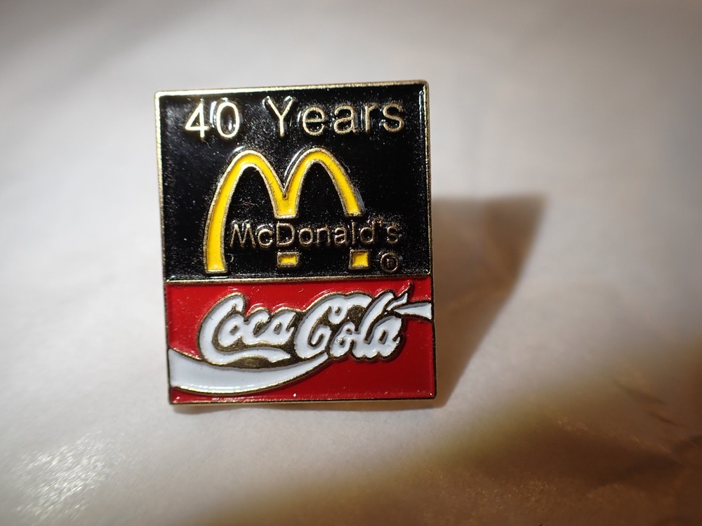 McDonalds 40 Years Coca Cola Enamel Lapel Pin NICE