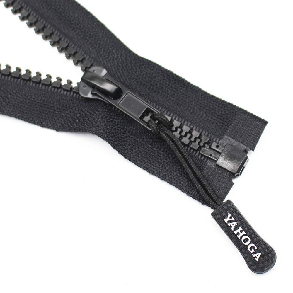 2 PCS Black 29 Inch 5 Separating Jacket Zippers, Molded Plastic Bulk, Sewing