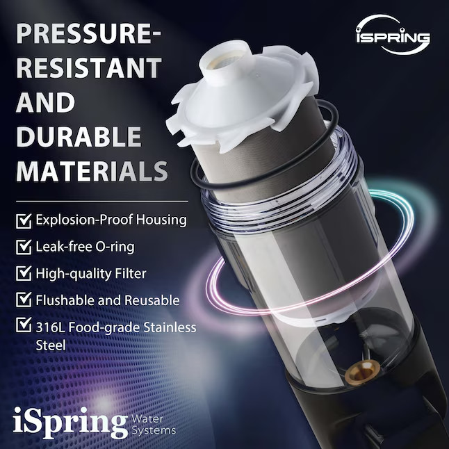 iSpring Jumbo Spin Down Prefilter 25 GPM 50 Micron Whole House Filter