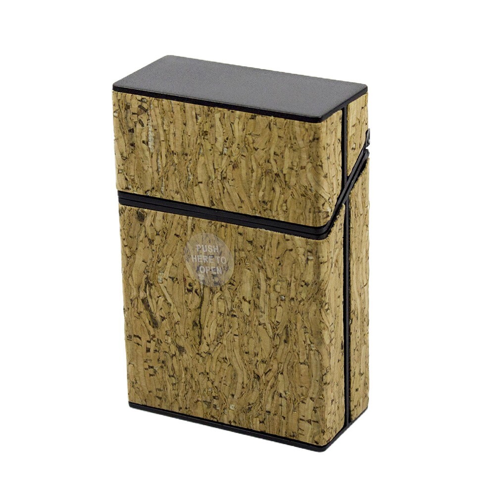 3 Pack 100' Size Push-to-Open Plastic Cigarette Case Wooden Feeling Finish