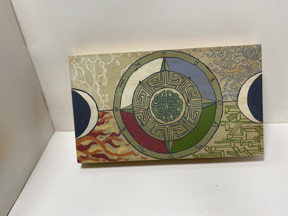 Handpainted wooden box - Elements and Astrology
