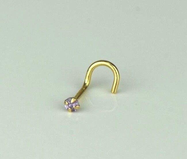 14k Yellow Gold Round Multi Colored CZ Nose Piercing